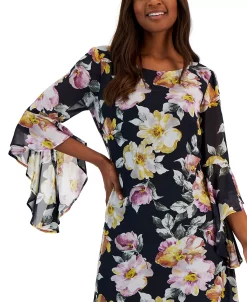 Connected Women's Floral-Print Ruffle-Sleeve Dress -Sanctuary Shop 23220699 fpx