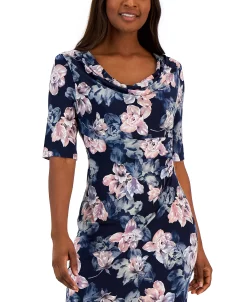 Connected Women's Floral-Print Elbow-Sleeve Sheath Dress -Sanctuary Shop 23220730 fpx