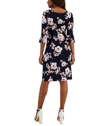 Connected Women's Floral-Print Flared-Sleeve Sheath Dress 2 Connected Women's Floral-Print Flared-Sleeve Sheath Dress - Image 2