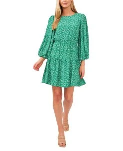 CeCe Sakura Delight Puff-Sleeve Dress