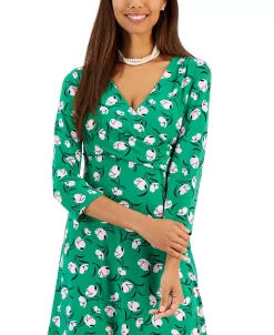 Kasper Women's Maura Printed Surplice-Neck Dress 8 Kasper Women's Maura Printed Surplice-Neck Dress -Sanctuary Shop 23289580 fpx