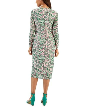 Kasper Women's Side-Pleated Printed Midi Dress 2 Kasper Women's Side-Pleated Printed Midi Dress - Image 2