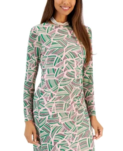 Kasper Women's Side-Pleated Printed Midi Dress 8 Kasper Women's Side-Pleated Printed Midi Dress -Sanctuary Shop 23289606 fpx