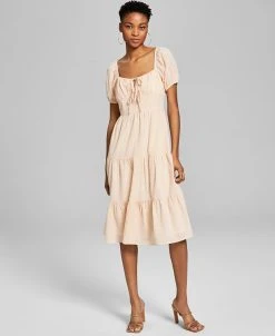 And Now This Women's Milkmaid Tiered Midi Dress