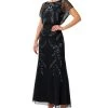 Papell Studio Women's Beaded Flutter-Sleeve Blouson Gown