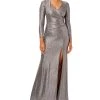 Adrianna Papell Women's Metallic Jersey Ruched Gown
