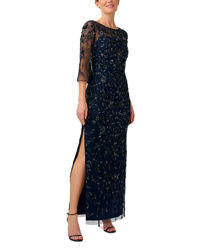 Adrianna Papell Women's Beaded 3/4-Sleeve Gown 1 Adrianna Papell Women's Beaded 3/4-Sleeve Gown