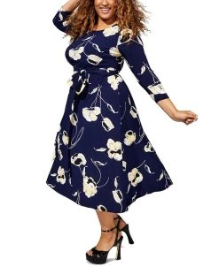Kasper Plus Size Fit & Flare Boat-Neck Dress -Sanctuary Shop 23338348 fpx