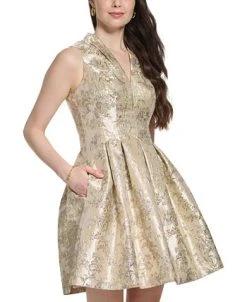 Vince Camuto Women's Jacquard V-Neck Fit & Flare Dress -Sanctuary Shop 23360634 fpx
