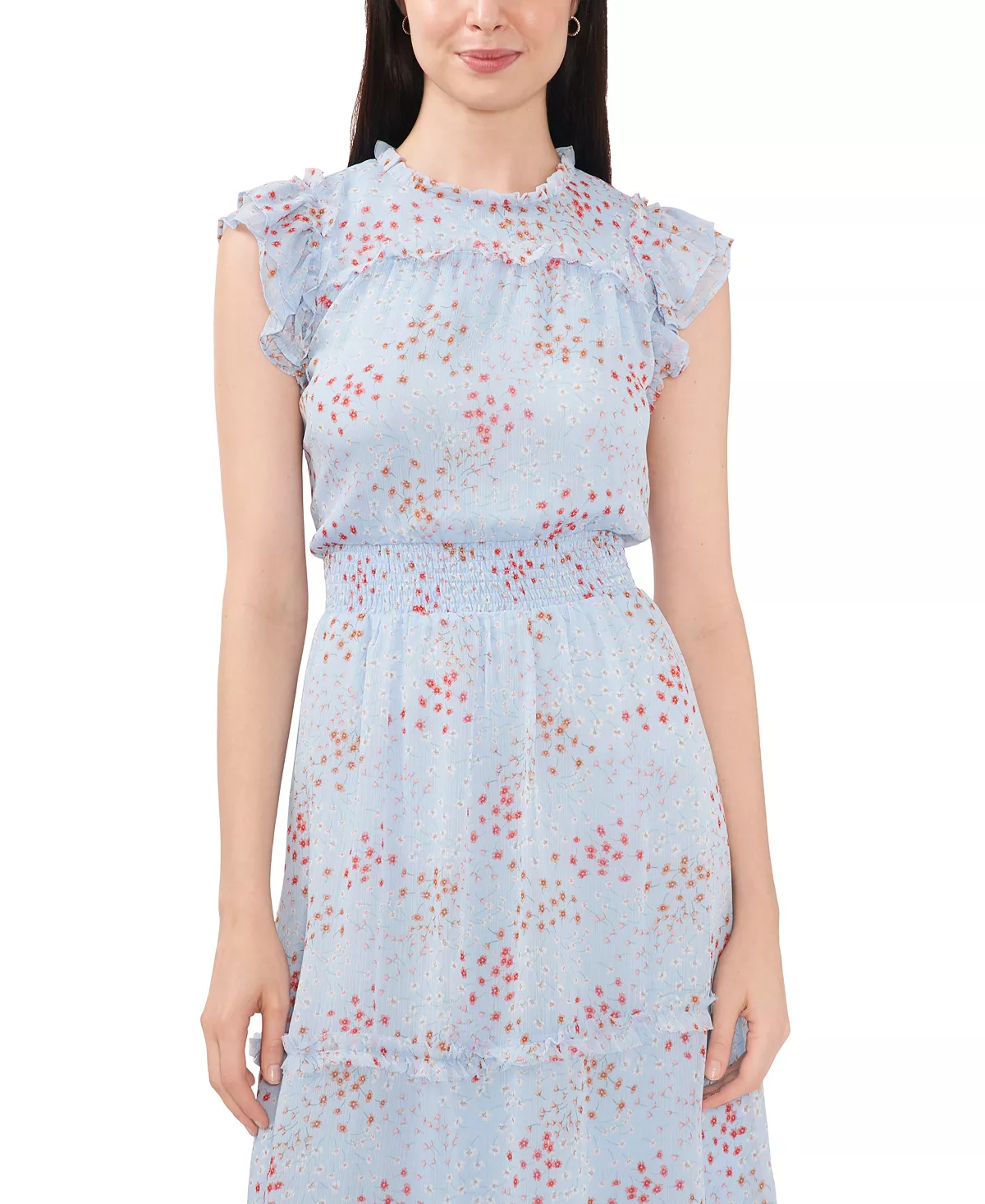 CeCe Women's Daisy Print Smocked-Waist Midi Dress 3 CeCe Women's Daisy Print Smocked-Waist Midi Dress - Image 3