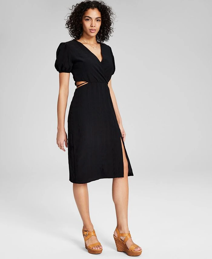 And Now This Women's Puff-Sleeve Cutout Midi Dress 1 And Now This Women's Puff-Sleeve Cutout Midi Dress