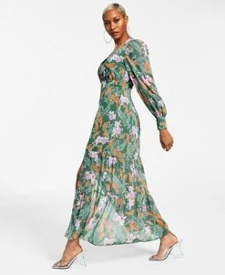 Bar III Women's Printed Long-Sleeve Slit-Hem Maxi Dress, Created For Macy's 8 Bar III Women's Printed Long-Sleeve Slit-Hem Maxi Dress, Created For Macy's -Sanctuary Shop 23503653 fpx