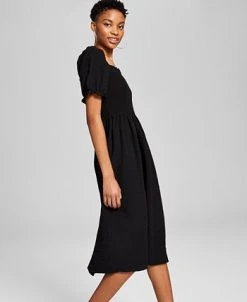 And Now This Women's Textured Smocked Puff Sleeve Midi Dress -Sanctuary Shop 23519324 fpx