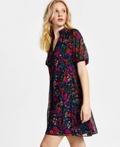 CeCe Women's Floral-Print Puff-Sleeve Babydoll Dress -Sanctuary Shop 23520707 fpx