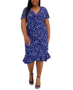 Kasper Women's Dahlia Dot-Print V-Neck Flutter-Sleeve Dress -Sanctuary Shop 23532131 fpx