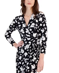 Anne Klein Women's Floral-Print Long-Sleeve Wrap Dress -Sanctuary Shop 23542222 fpx