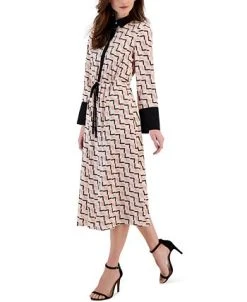 Anne Klein Women's Printed Drawstring Long-Sleeve Dress, Created For Macy's -Sanctuary Shop 23542242 fpx