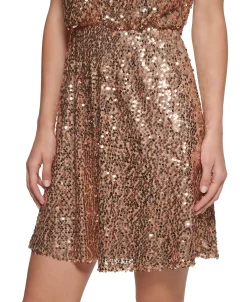 Vince Camuto Women's Sequin V-Neck Blouson Fit & Flare Dress -Sanctuary Shop 23546687 fpx