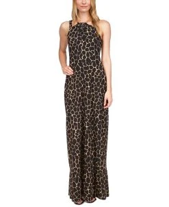 Michael Kors Women's Printed Necklace Maxi Dress