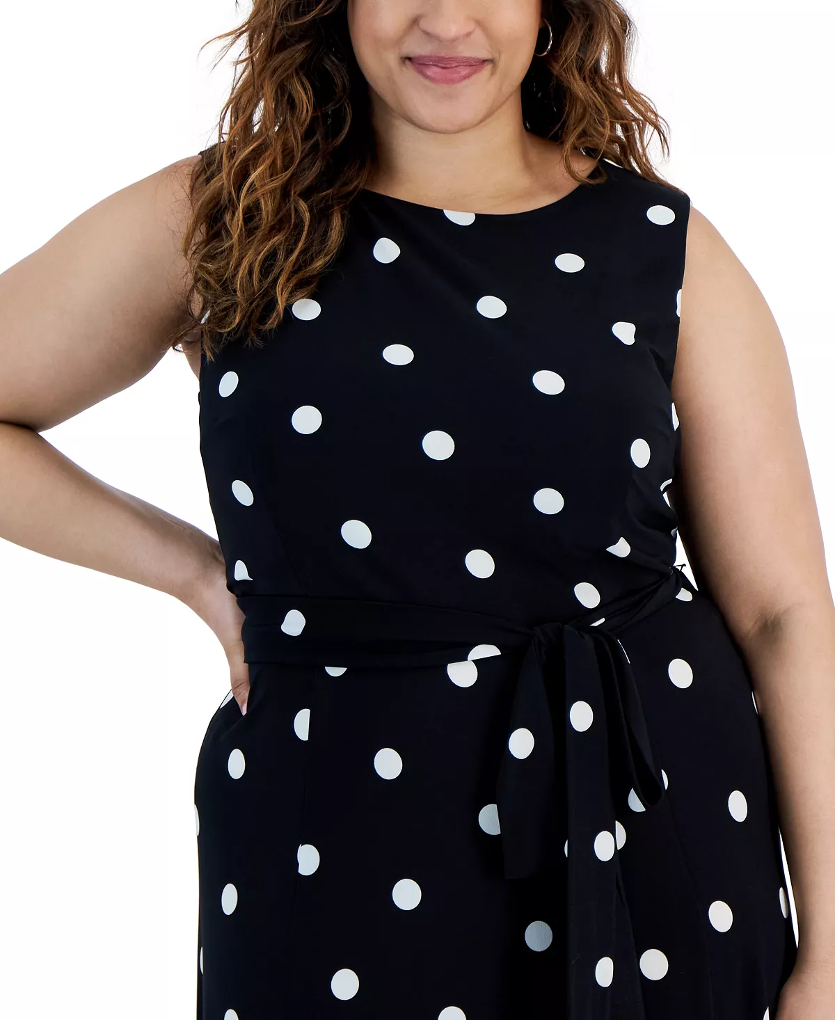 Kasper Plus Size Polka Dot-Print Belted Fit & Flare Dress 4 Kasper Plus Size Polka Dot-Print Belted Fit & Flare Dress - Image 4