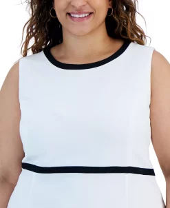 Kasper Plus Size Contrast-Trim Sleeveless Sheath Dress -Sanctuary Shop 23566927 fpx