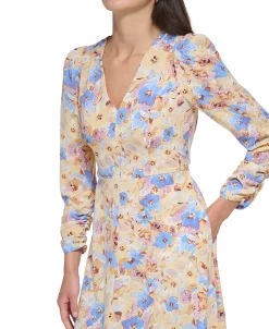 Vince Camuto Women's Floral-Print Cutout-Back Pebble-Crepe Midi Dress -Sanctuary Shop 23567833 fpx