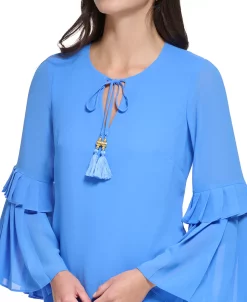 Vince Camuto Women's Flare-Sleeve Tie-Neck Shift Dress -Sanctuary Shop 23568277 fpx