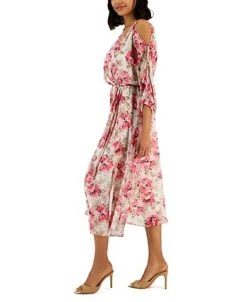 Anne Klein Women's Printed Cold-Shoulder Midi Dress -Sanctuary Shop 23587737 fpx