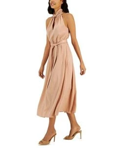 Anne Klein Women's Twist-Neck Halter Sleeveless Midi Dress -Sanctuary Shop 23587742 fpx
