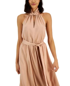 Anne Klein Women's Twist-Neck Halter Sleeveless Midi Dress -Sanctuary Shop 23587743 fpx