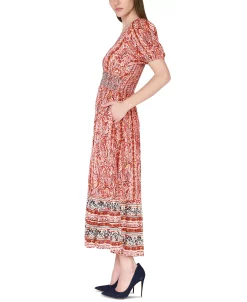 Black Tape Women's Short-Sleeve Smocked-Waist Tiered Maxi Dress -Sanctuary Shop 23625046 fpx