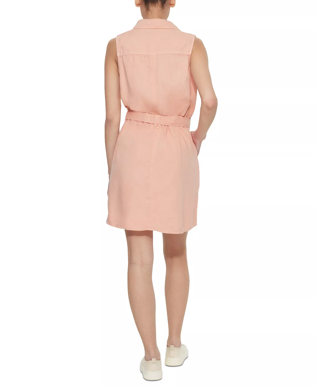 Black Tape Women's Solid Belted Sleeveless Shirtdress 2 Black Tape Women's Solid Belted Sleeveless Shirtdress - Image 2