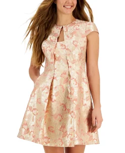 Vince Camuto Women's Jacquard Cap-Sleeve Fit & Flare Dress 9 Vince Camuto Women's Jacquard Cap-Sleeve Fit & Flare Dress -Sanctuary Shop 23643579 fpx