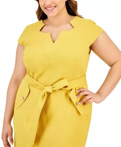 Kasper Plus Size Cap-Sleeve Tie-Waist Zip-Back Dress 8 Kasper Plus Size Cap-Sleeve Tie-Waist Zip-Back Dress -Sanctuary Shop 23649764 fpx
