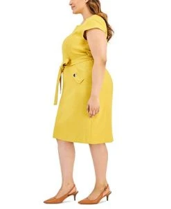 Kasper Plus Size Cap-Sleeve Tie-Waist Zip-Back Dress 7 Kasper Plus Size Cap-Sleeve Tie-Waist Zip-Back Dress -Sanctuary Shop 23649765 fpx