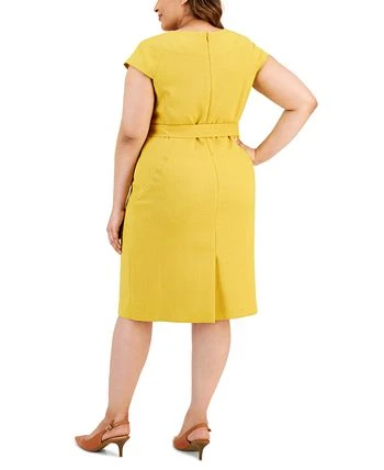 Kasper Plus Size Cap-Sleeve Tie-Waist Zip-Back Dress 2 Kasper Plus Size Cap-Sleeve Tie-Waist Zip-Back Dress - Image 2
