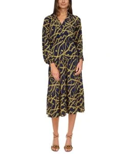 Michael Kors Women's Printed Chain Midi Dress