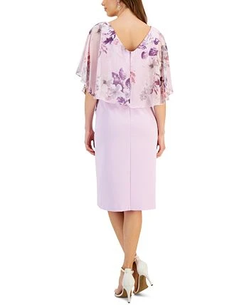 Connected Women's Chiffon-Cape-Overlay Sheath Dress 2 Connected Women's Chiffon-Cape-Overlay Sheath Dress - Image 2