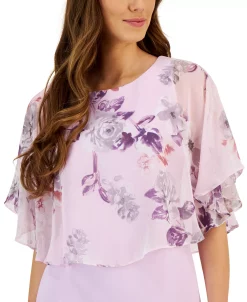 Connected Women's Chiffon-Cape-Overlay Sheath Dress 8 Connected Women's Chiffon-Cape-Overlay Sheath Dress -Sanctuary Shop 23656163 fpx