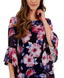 Connected Women's Swiss-Dot Floral-Print Bell-Sleeve Dress -Sanctuary Shop 23656250 fpx