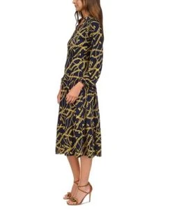 Michael Kors Women's Printed Chain Midi Dress 7 Michael Kors Women's Printed Chain Midi Dress -Sanctuary Shop 23657397 fpx