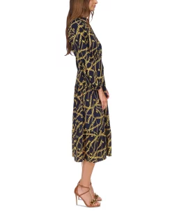 Michael Kors Women's Printed Chain Midi Dress 8 Michael Kors Women's Printed Chain Midi Dress -Sanctuary Shop 23657398 fpx