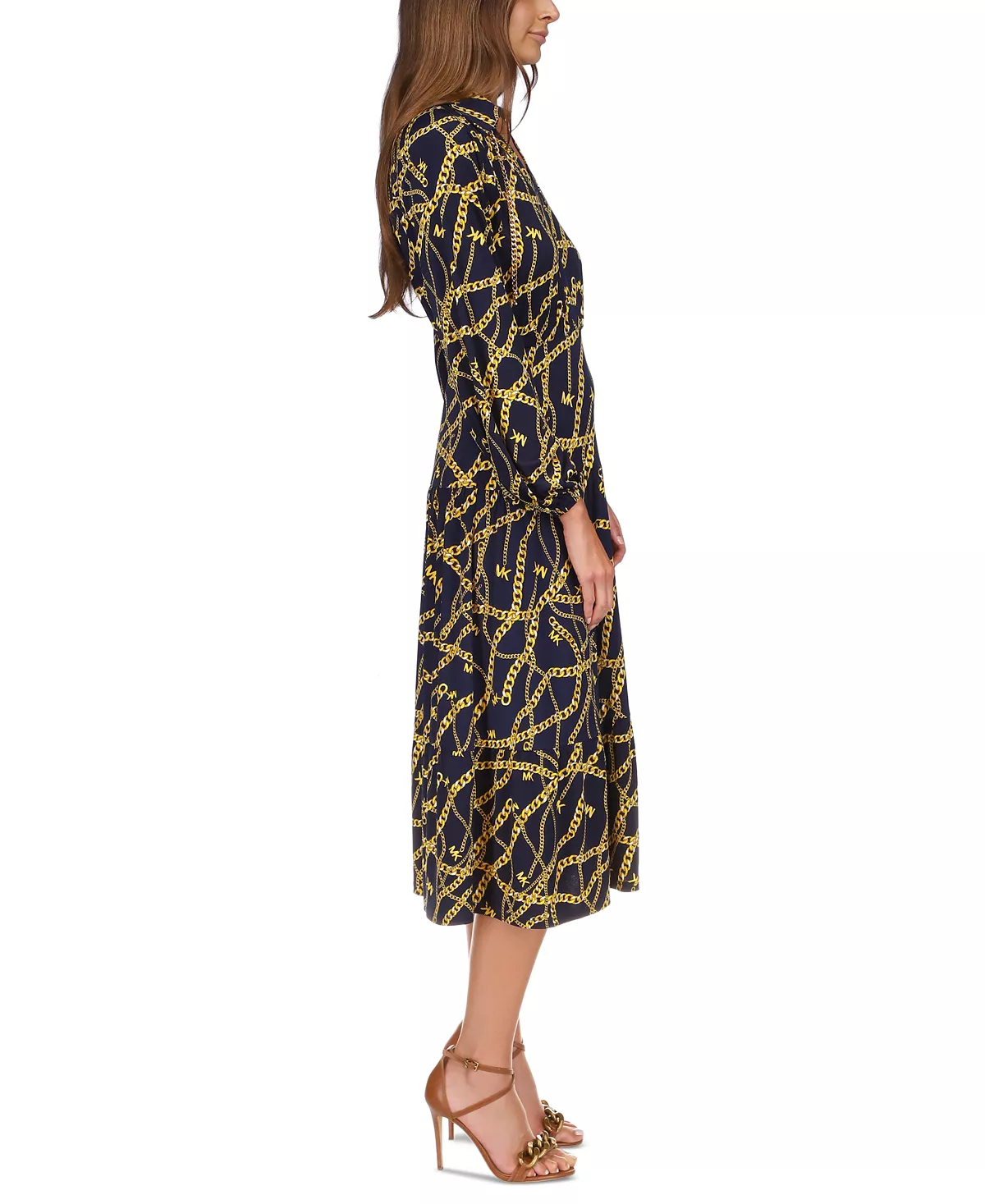 Michael Kors Women's Printed Chain Midi Dress 4 Michael Kors Women's Printed Chain Midi Dress - Image 4