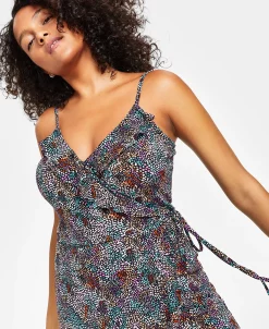 Bar III Women's Printed Ruffle Wrap Midi Dress, Created For Macy's 8 Bar III Women's Printed Ruffle Wrap Midi Dress, Created For Macy's -Sanctuary Shop 23673094 fpx