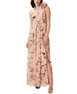 Adrianna Papell Women's Floral-Print One-Shoulder Gown