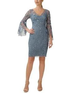 Adrianna Papell Women's Beaded Bell-Sleeve Sheath Dress