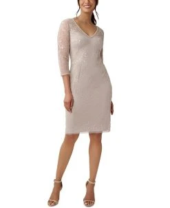 Adrianna Papell Women's Beaded V-Neck Cocktail Dress