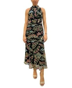 Sam Edelman Women's High-Neck Embroidered Maxi Dress