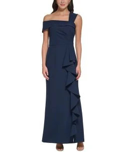 Vince Camuto Women's Asymmetrical Side-Ruffled Gown