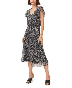 Vince Camuto Women's Tiered Dress With Ruffle Sleeves